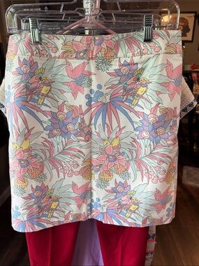 Talbots Mint Pink Blue Tropical Parrot Skort